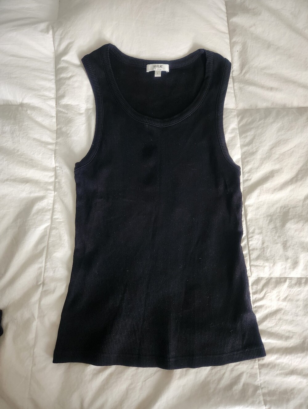 AGOLDE Poppy Tank Top Womens L Black Sleeveless Ribbed Minimal Basic